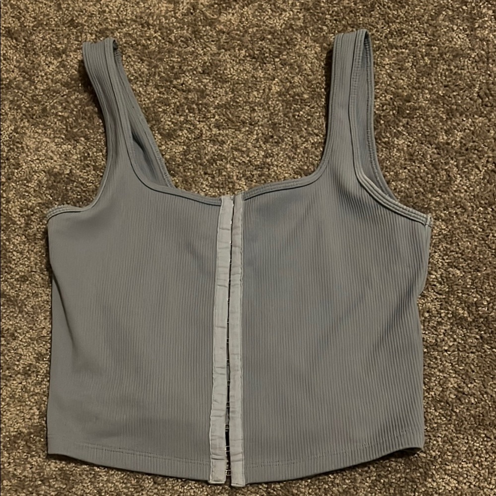 Blue Hook Corset Cropped Tank